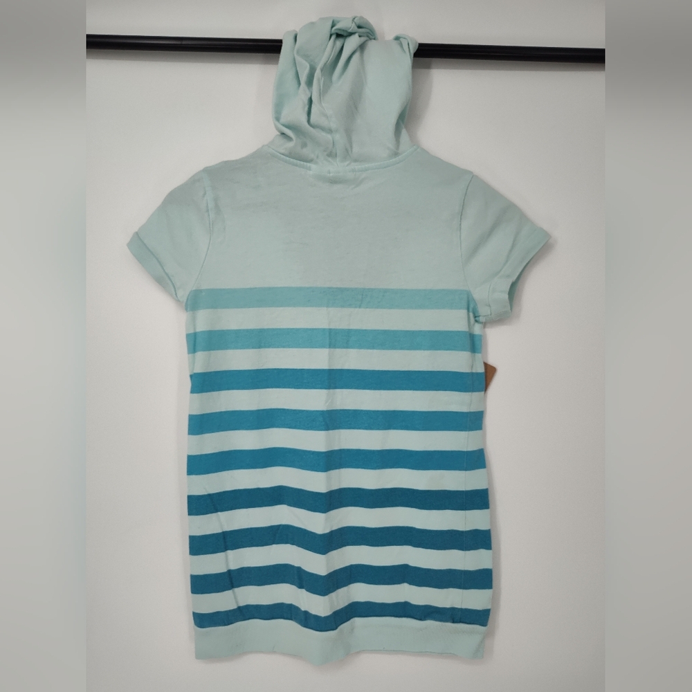 Disney Wizards Of Waverly Place Aqua and Teal Striped Hooded T Shirt Girls XL - Picture 4 of 8